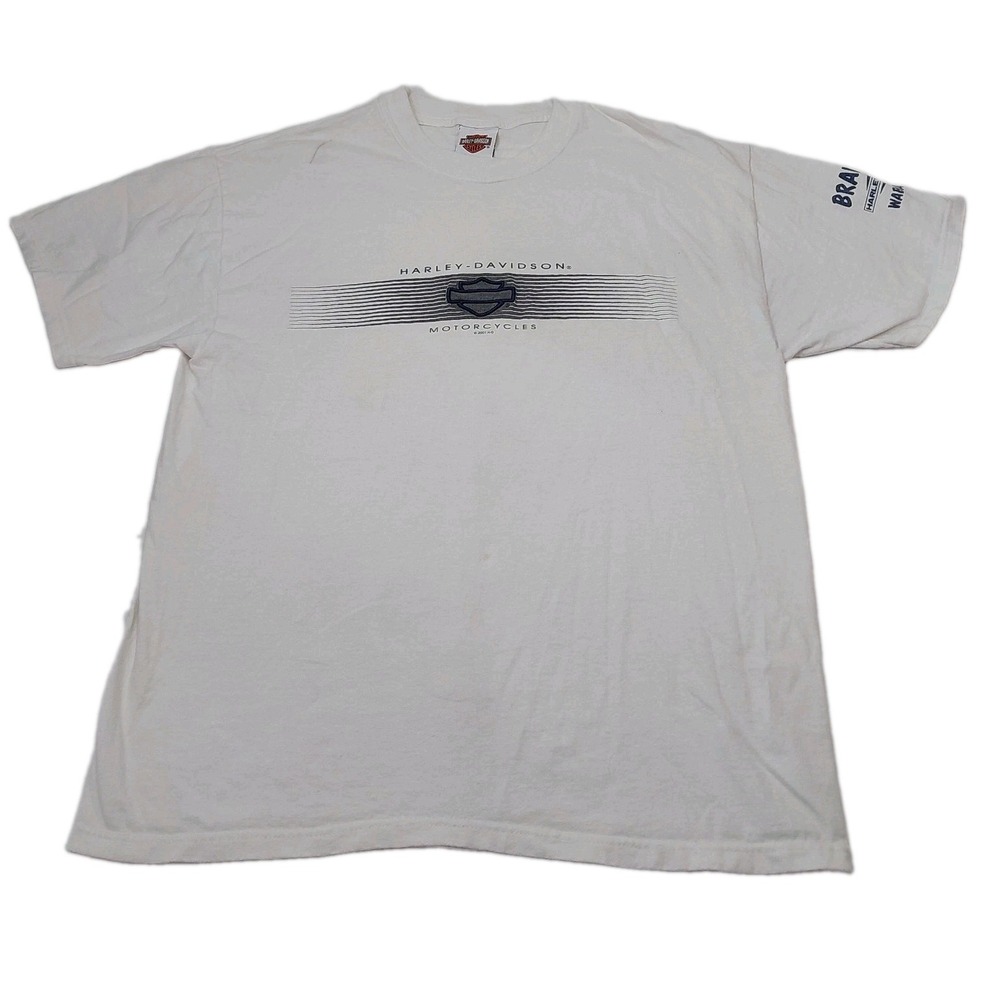 Vintage Harley-Davidson Motorcycles Mens L White T Shirt Wabash Indiana Y2K